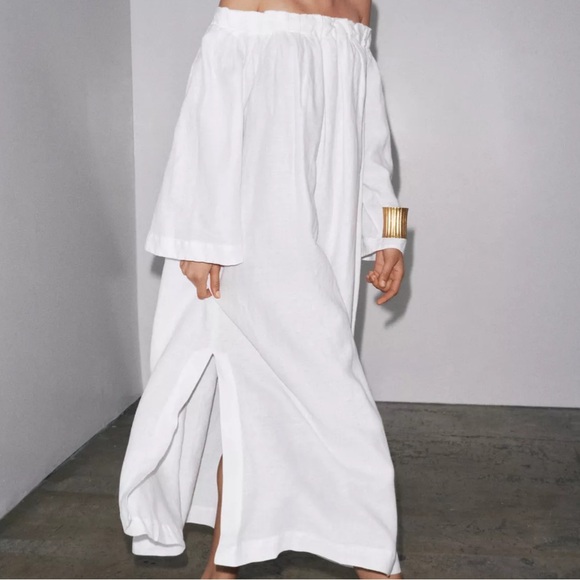 Zara Dresses & Skirts - 🆕 2026 ZARA WOMAN LINEN Off-Shoulder White
MIDI DRESS